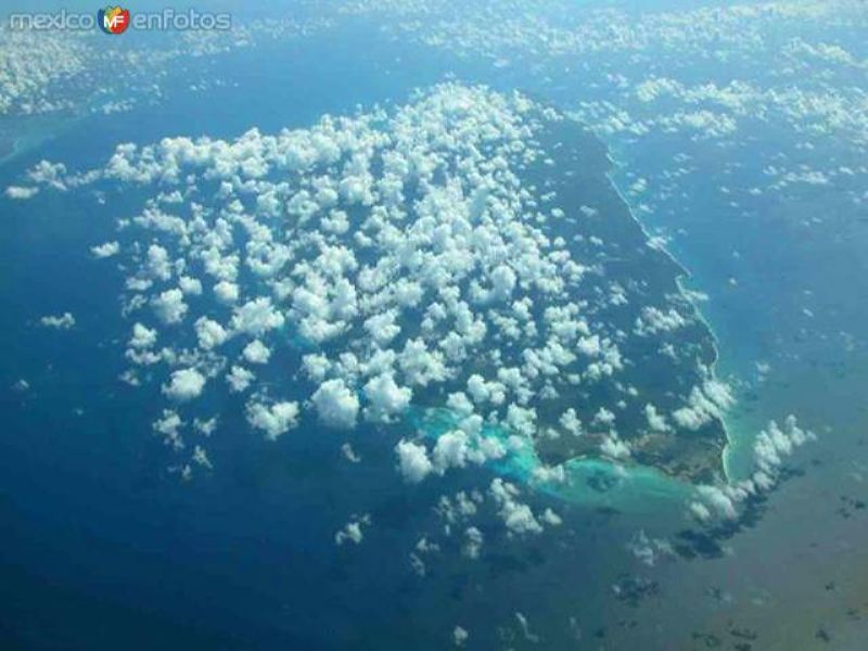 Vista aérea sobre la isla de Cozumel