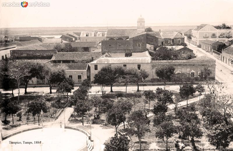 Tampico, vista a la plaza desde la Parroquia, 1884