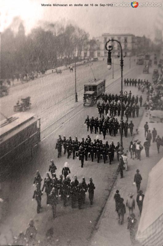 Morelia Michoacan en desfile del 16 de Sep-1912