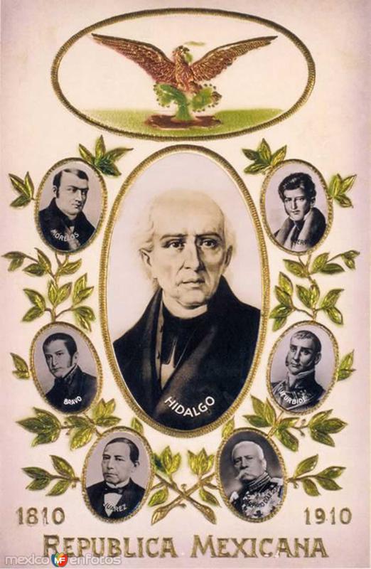 POSTAL DE MIGUEL HIDALGO CONMEMORATIVA DEL CENTENARIO