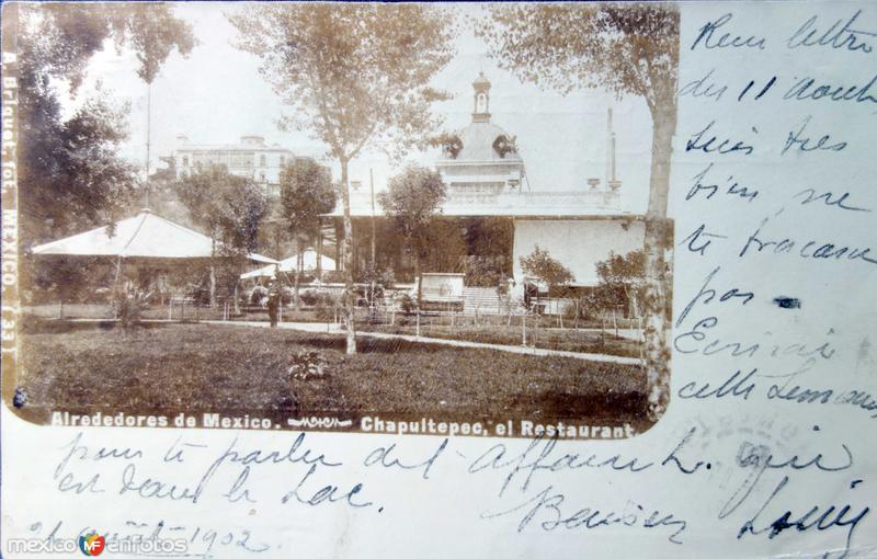 Un Restaurante en El Bosque de Chapultepec ( Fechada en Agosto de 1902 )