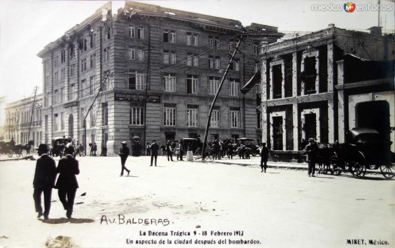 Calle Balderas Durante la Decena Tragica del 9 al 18 de Febrero de 1913.