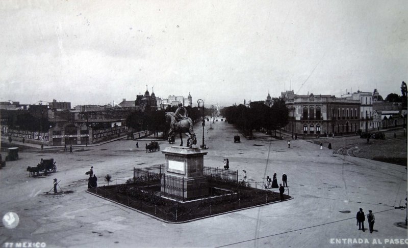 Entrada al la Avenida Paseo de La Reforma Cd de Mexico ( Circulada el 22 de Octubre de 1917 ).