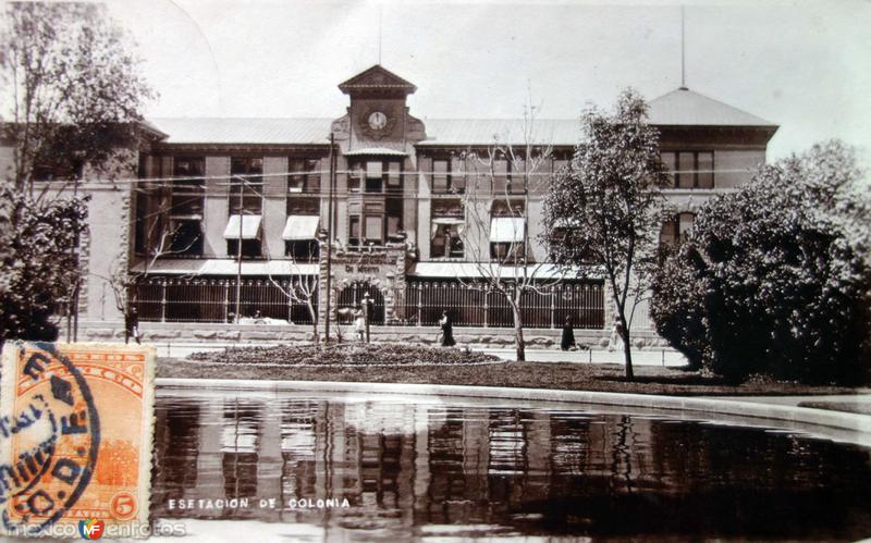 Estacion Colonia del Ferrocarril Mexicano ( Circulada el 5 de Diciembre de 1929 ).