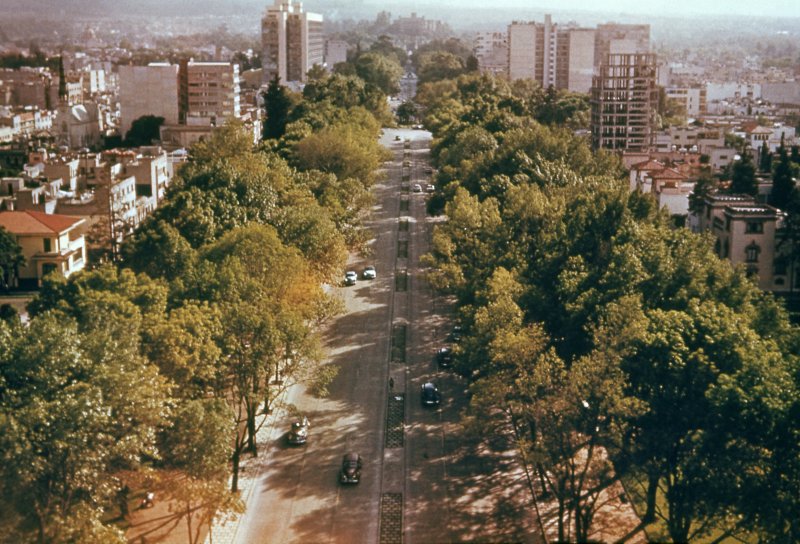 Paseo de la Reforma, hacia el Castillo de Chapultepec (circa 1958)