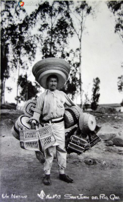 Tipos Mexicanos un nativo vendedor de canastas ( Circulada el 21 de Julio de 1937 ).