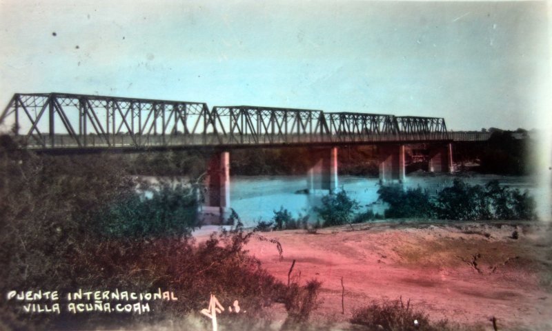 Fotos de Ciudad Acuña, Coahuila, México: Puente Internacional ( Enviada el 4 de Mayo de 1945 ).