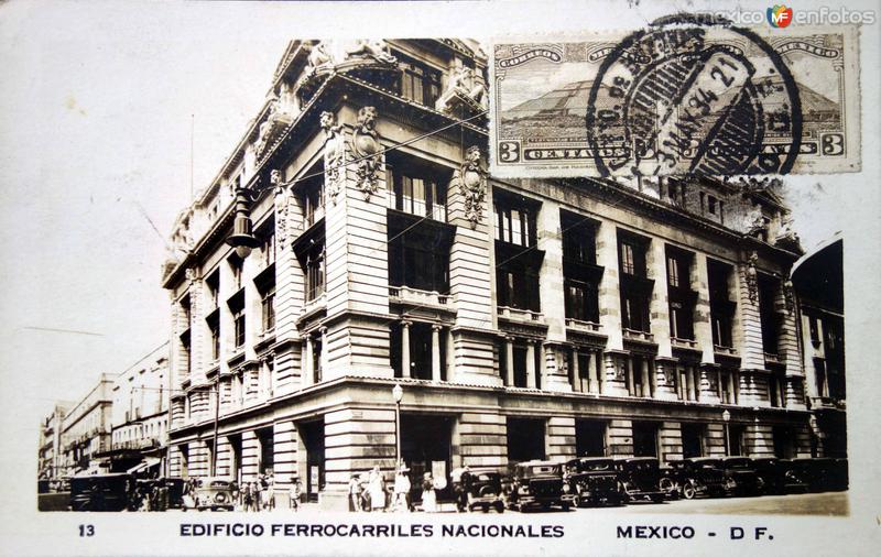 Edificio de los ferrocarriles nacionales ( Circulada el 3 de Mayo de 1934 ).