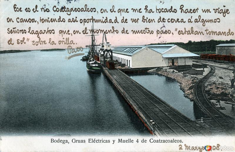 Bodega, grúas eléctricas y muelle No. 4