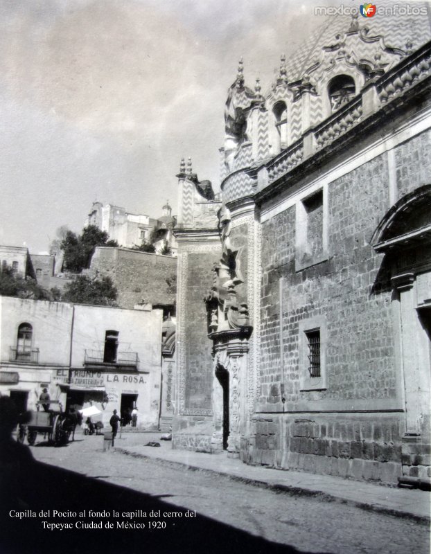 Capilla del Pocito al fondo la capilla del cerro del  Tepeyac Ciudad de México 1920