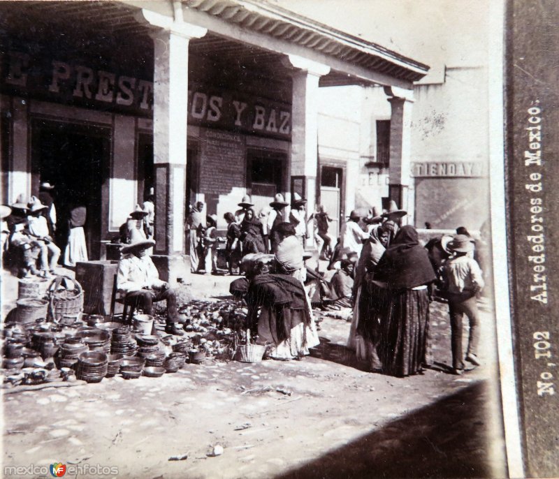 Dia de Mercado en Tacubaya por el Fotógrafo Abel Briquet..