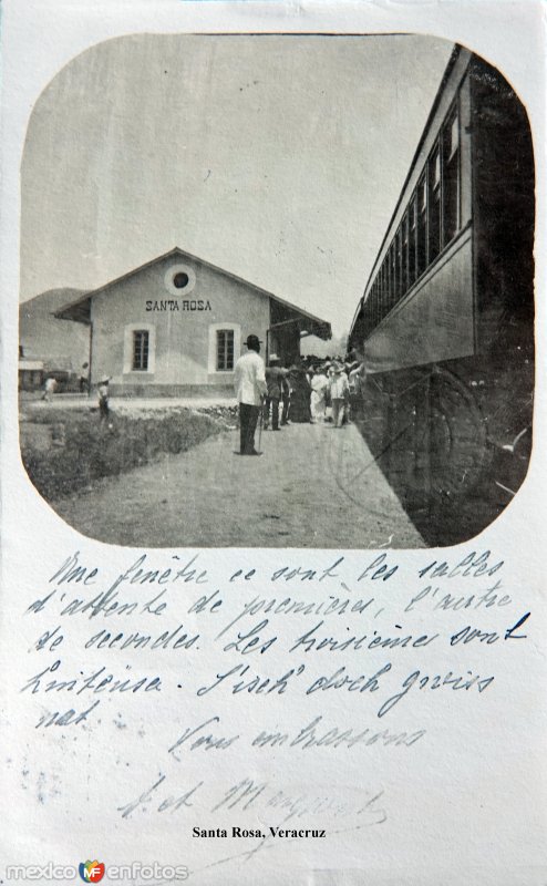 Abordando el tren  ( Circulada el 25 de Junio de 1908 ).