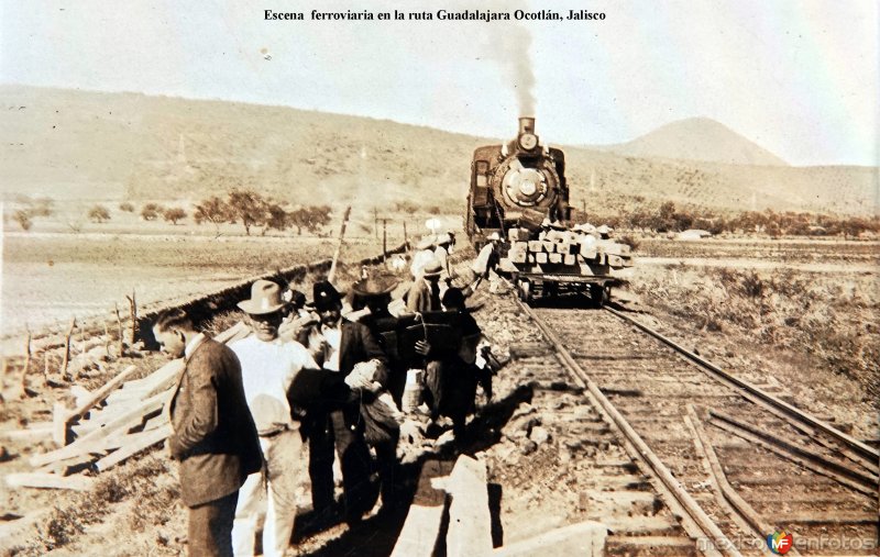 Escena ferroviaria en la ruta Guadalajara Ocotlán, Jalisco