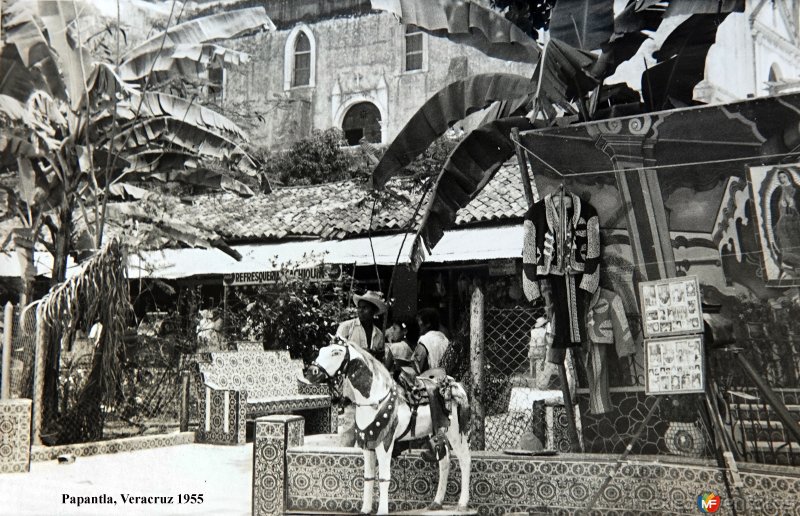 Un fotografo esperando al cliente en la plaza de Papantla, Veracruz 1955.