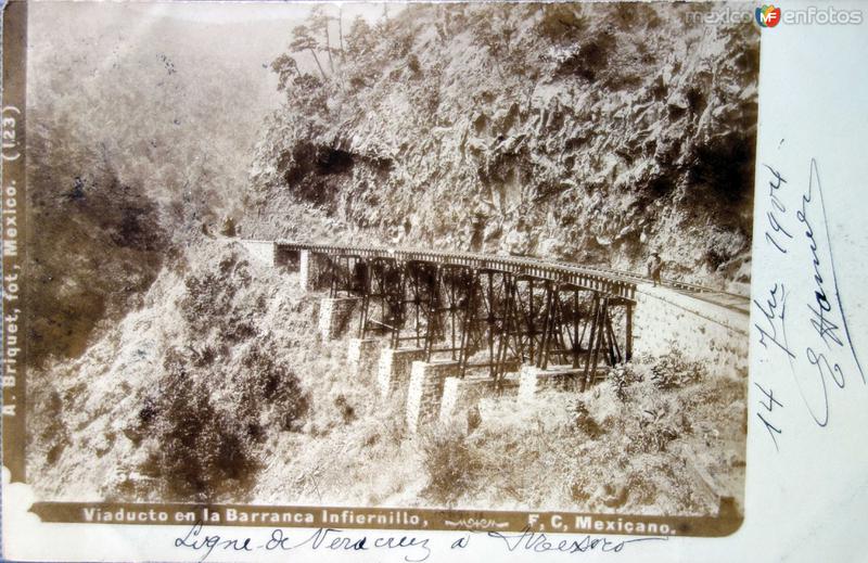 Fotos de Maltrata, Veracruz: Viaducto de la Barranca de infiernillo por el fotografo Abel Briquet ( Fechada el 14 de Sep de 1904 )