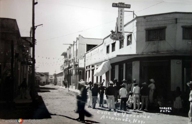 Fotos de Acaponeta, Nayarit: Calle de Veracruz ( Circulada el 29 de Marzo de 1949 ).