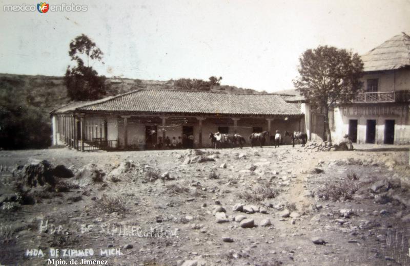 Fotos de Jiménez, Michoacán: Hacienda de Zimipeo en el Mpio. de Jimenez Michoacan ( Circulada el 12 de Diciembre de 1912 )