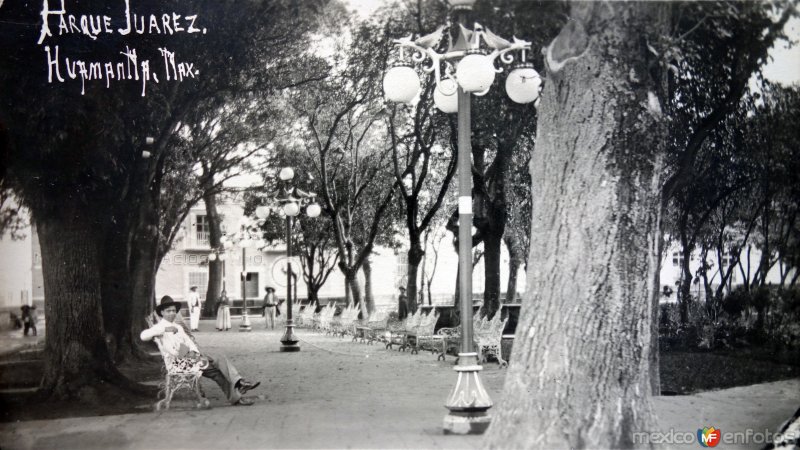 Fotos de Huamantla, Tlaxcala: Parque Juarez ( Circulada el 19 de Mayo de 1926 ).