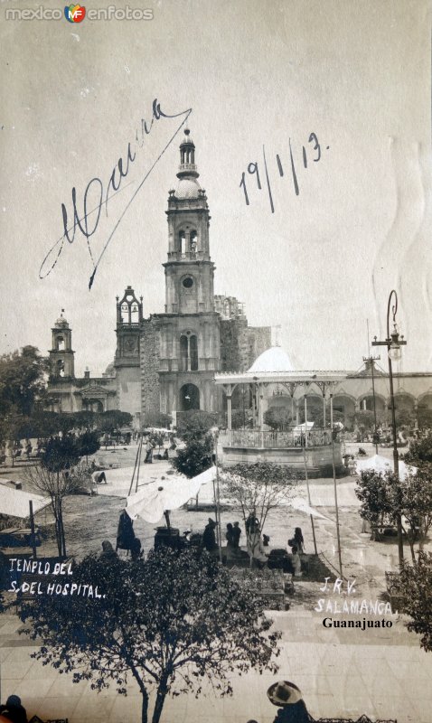 Fotos de Salamanca, Guanajuato: Templo del S del Hospital ( Circulada el 19 de Enero de 1913 ).