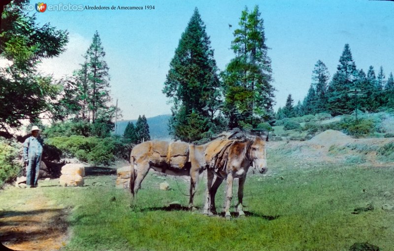 Fotos de Amecameca, México: Alrededores de Amecameca, por el fotógrafo T. Enami, de Yokohama, Japón (1934)