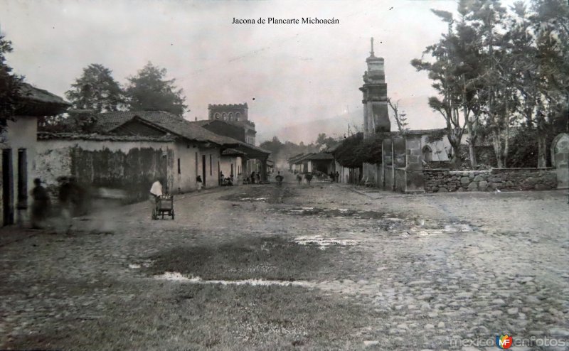 Fotos de Jacona De Plancarte, Michoacán: Escena callejera.( Circulada el 7 de Septiembre de 1917 ).