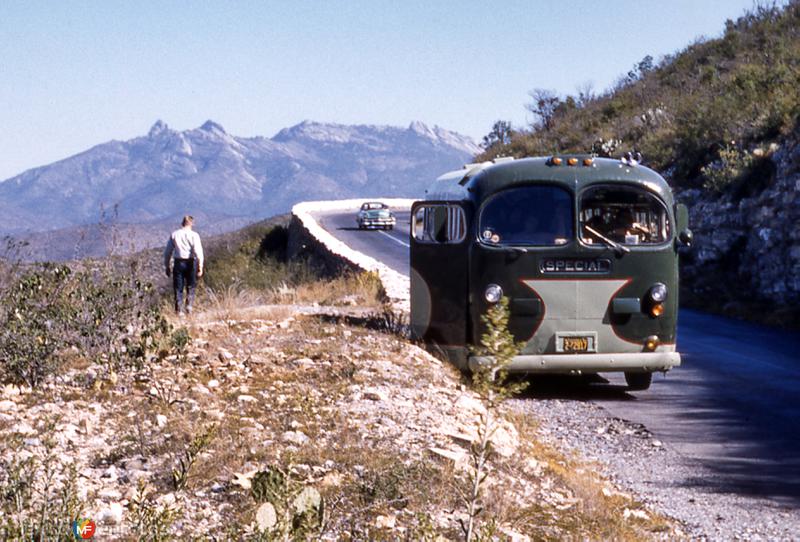 Fotos de Mamulique, Nuevo León: Autobús en la carretera México - Nuevo Laredo (1954)