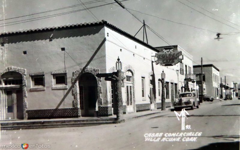 Fotos de Ciudad Acuña, Coahuila: Casas comerciales ( Circulada el 27 de Diciembre de 1959 ).