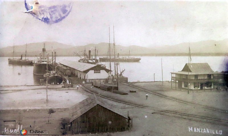 Fotos de Manzanillo, Colima: El muelle. ( Circulada el 9 de Septiembre de 1913 ).