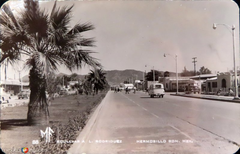 Fotos de Hermosillo, Sonora: Boulevard  a L Rodriguez. ( Circulada el 7 de Agosto de 1961 ).