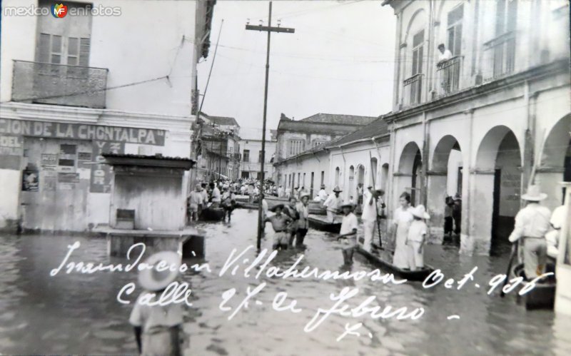 Fotos de Villahermosa, Tabasco: Inundacion acaecida en Octubre de 1936 en la Calle 24 de Febrero.