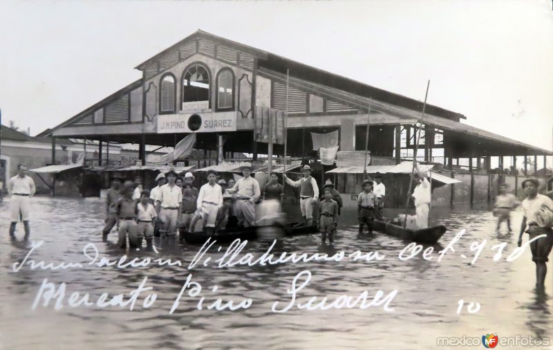 Fotos de Villahermosa, Tabasco: Inundacion acaecida en Octubre de 1936 en el Mercado Pino Suarez.