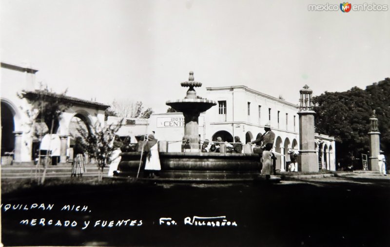 Fotos de Jiquilpan, Michoacán: Mercado y fuentes.