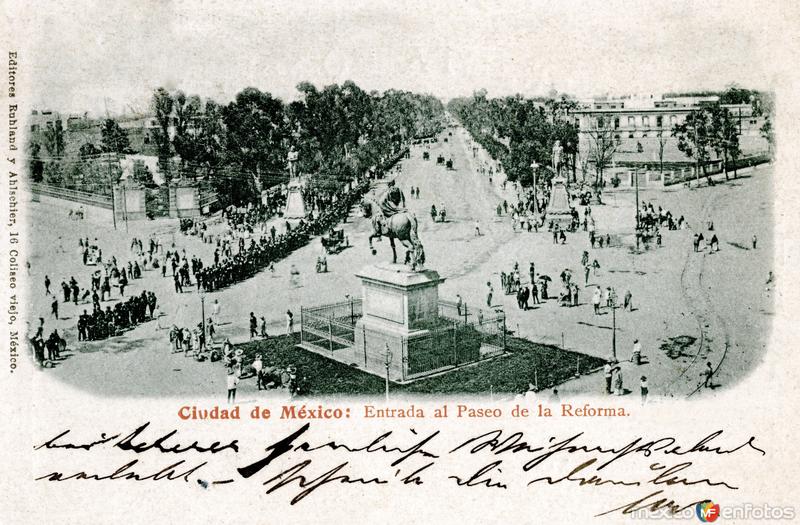 Fotos de Ciudad De México, Distrito Federal: Paseo de la Reforma (postal circulada en 1899)