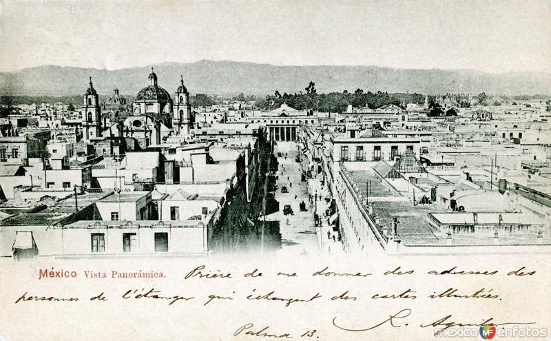 Fotos de Ciudad De México, Distrito Federal: Vista panorámica (postal circulada en 1899)