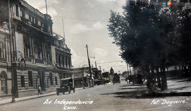 Fotos de Chihuahua, Chihuahua: Avenida Independencia. ( Circulada el 12 de Abril de 1929 ).