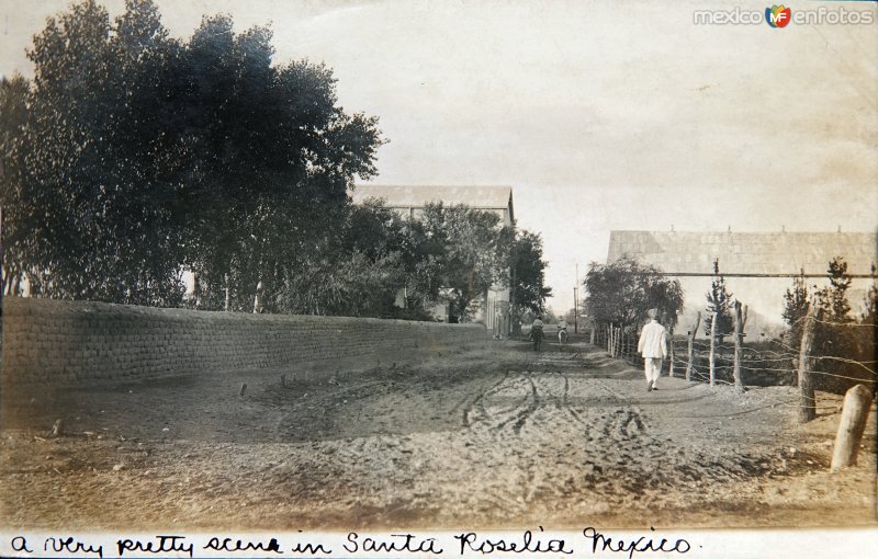 Fotos de Santa Rosalía, Baja California Sur: Una bella Escena callejera. ( Circulada el 24 de Noviembre de 1908 ).