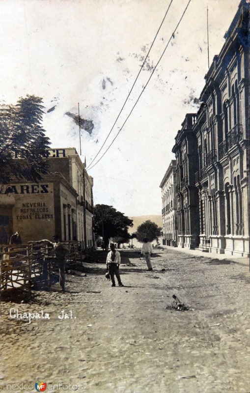 Fotos de Chapala, Jalisco: Escena callejera.( Circulada el 3 de Marzo de 1909 ).