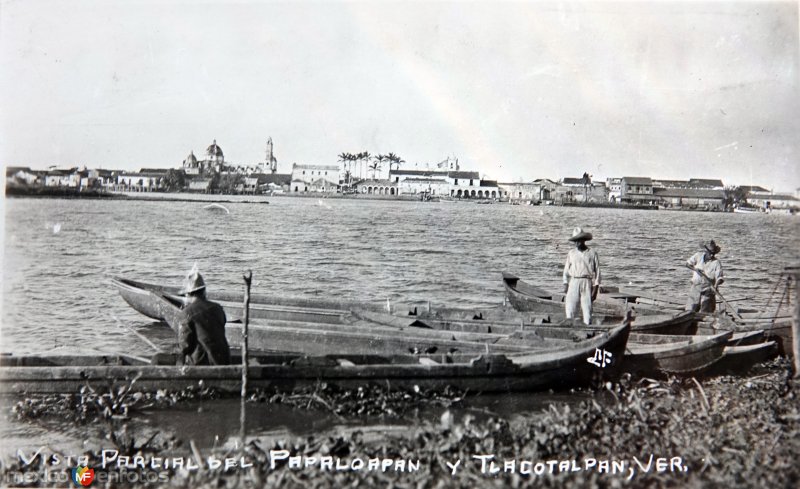 Fotos de Tlacotalpan, Veracruz: Vista  parcial del Papaloapan. ( Circulada el  2 de Febreeo de 1936 ).