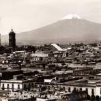 Vista panorámica de Puebla y volcán Popocatépetl