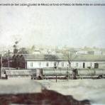 Estacion Ferroviaria de San Lazaro Ciudad de México al fondo el Palacio de Bellas Artes en construccion.