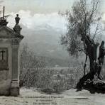 Volcanes Iztaccíhuatl y Popocatéptl desde Amecameca, por el fotógrafo T. Enami, de Yokohama, Japón (1934)